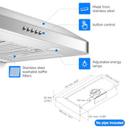 AMZCHEF 30in. 1050 CFM Dual-Motor Range Hood