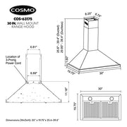 COSMO 30 in. 380 CFM Wall-Mount Range Hood