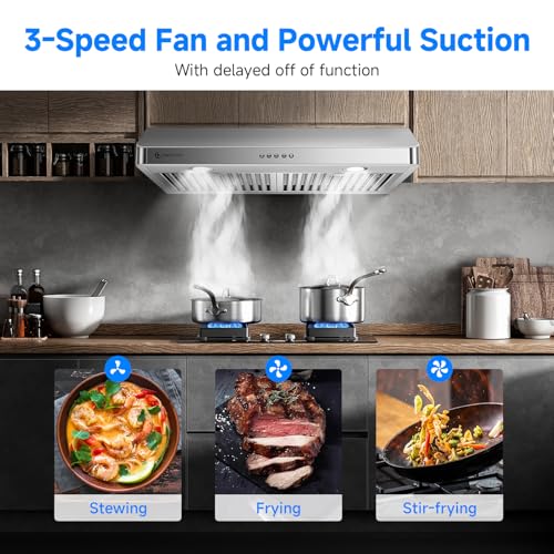 AMZCHEF 30in. 1050 CFM Dual-Motor Range Hood