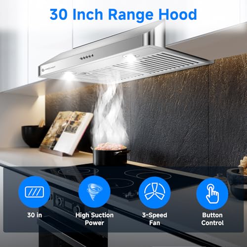 AMZCHEF 30in. 1050 CFM Dual-Motor Range Hood