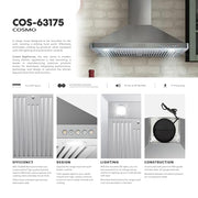COSMO 30 in. 380 CFM Wall-Mount Range Hood