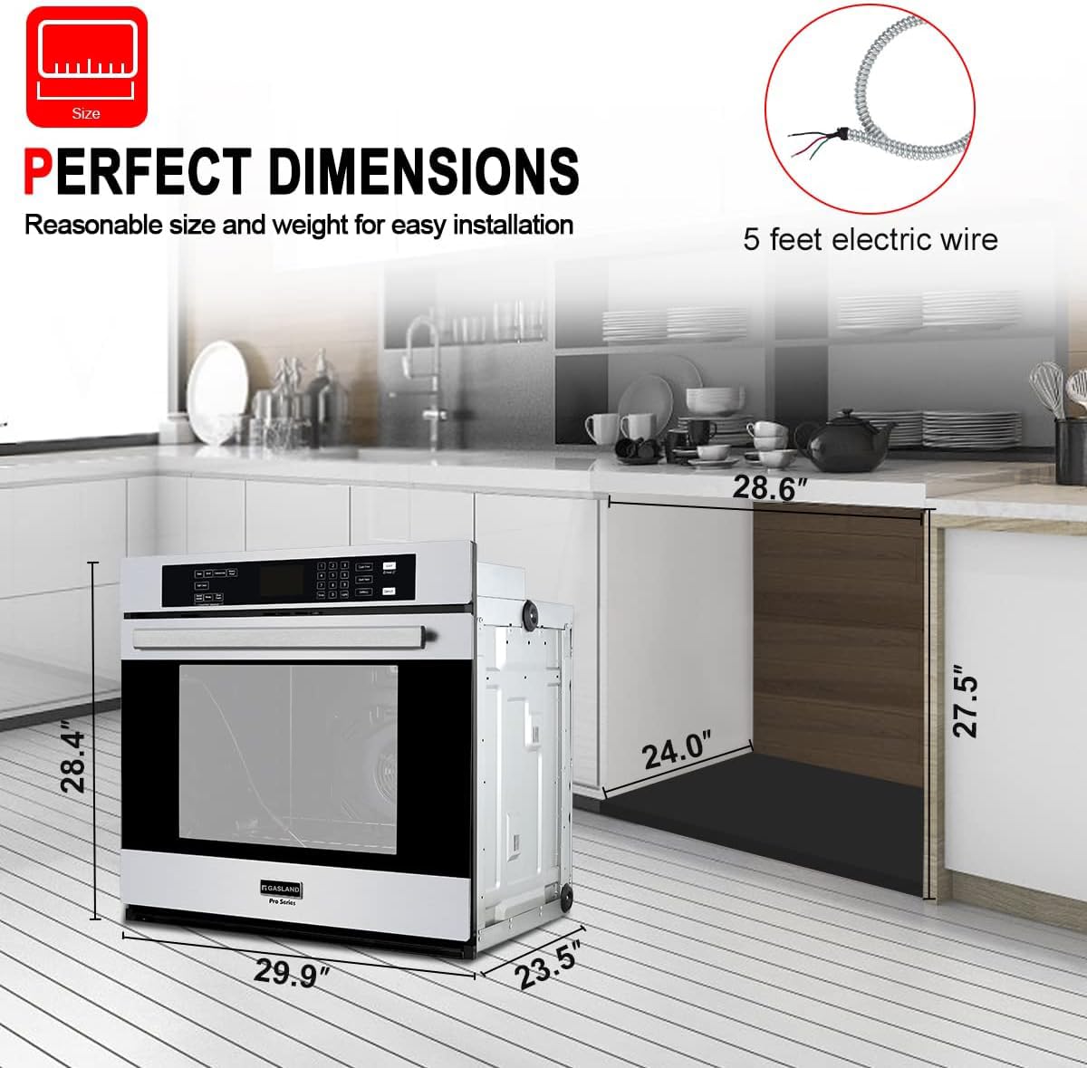 GASLAND 24 Inch 2.79 Cu.ft Built-In Wall Oven