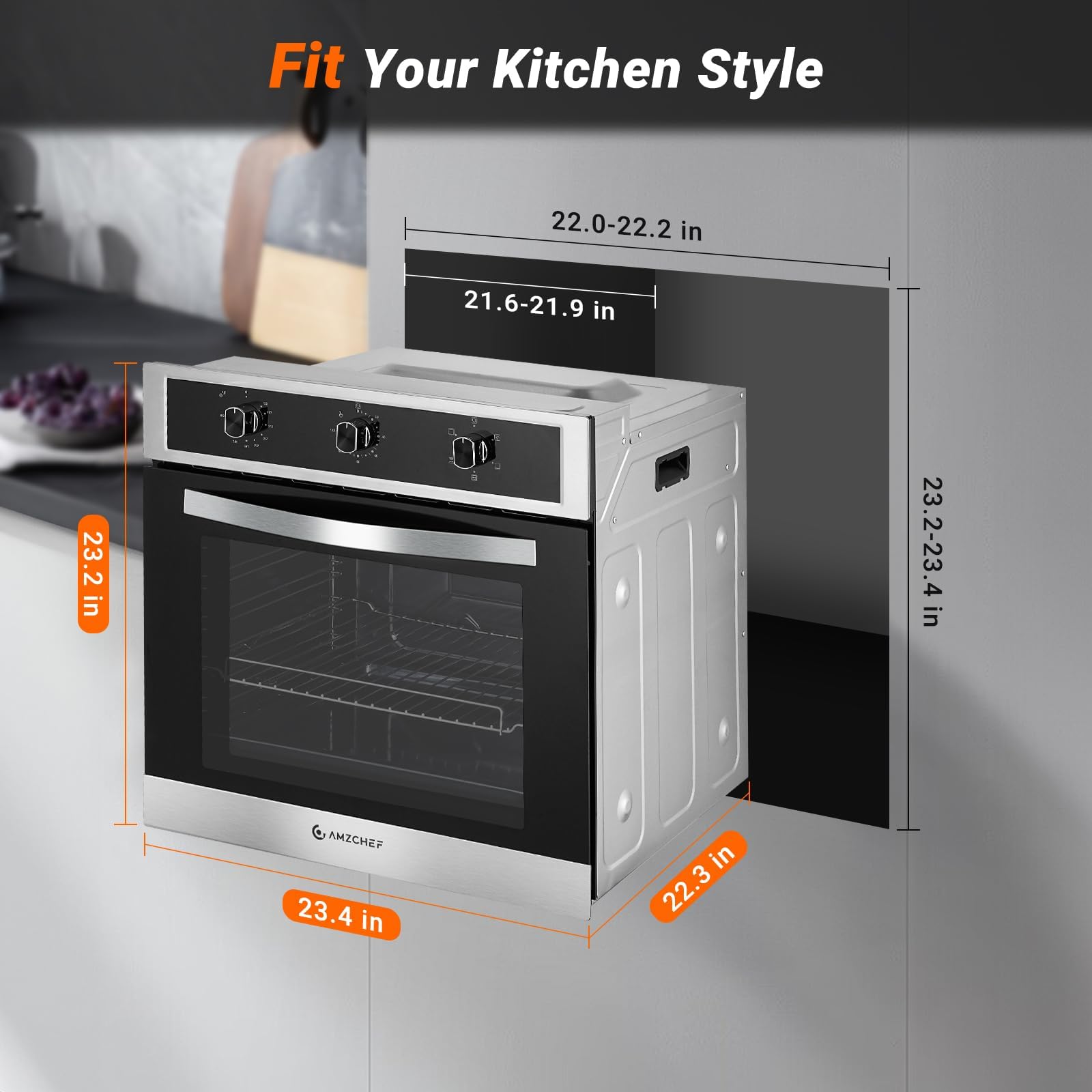 AMZCHEF 24in. 2.5 cu. ft. Built-In Wall Oven