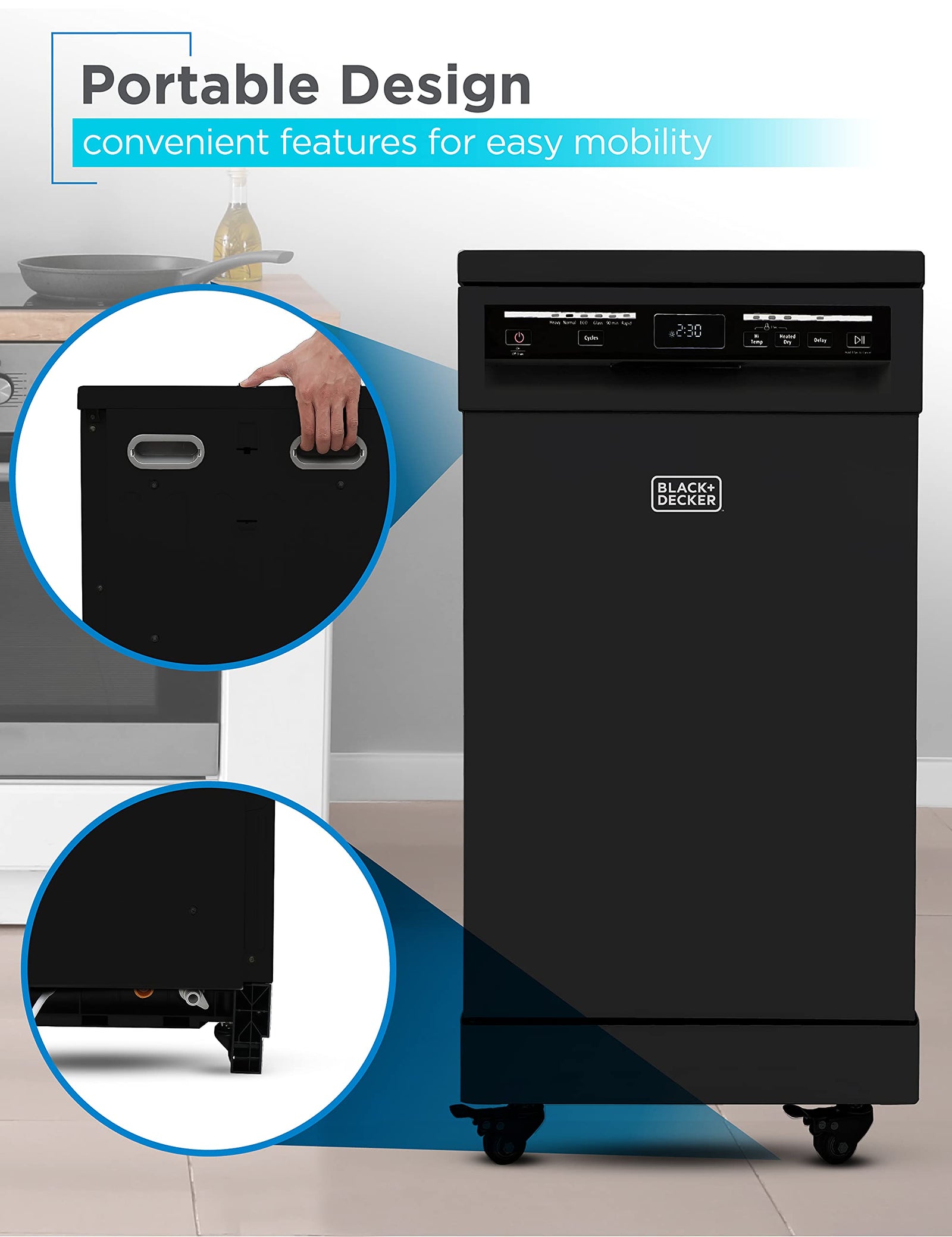 BLACK+DECKER 18-Inch Portable Dishwasher with Stainless Steel