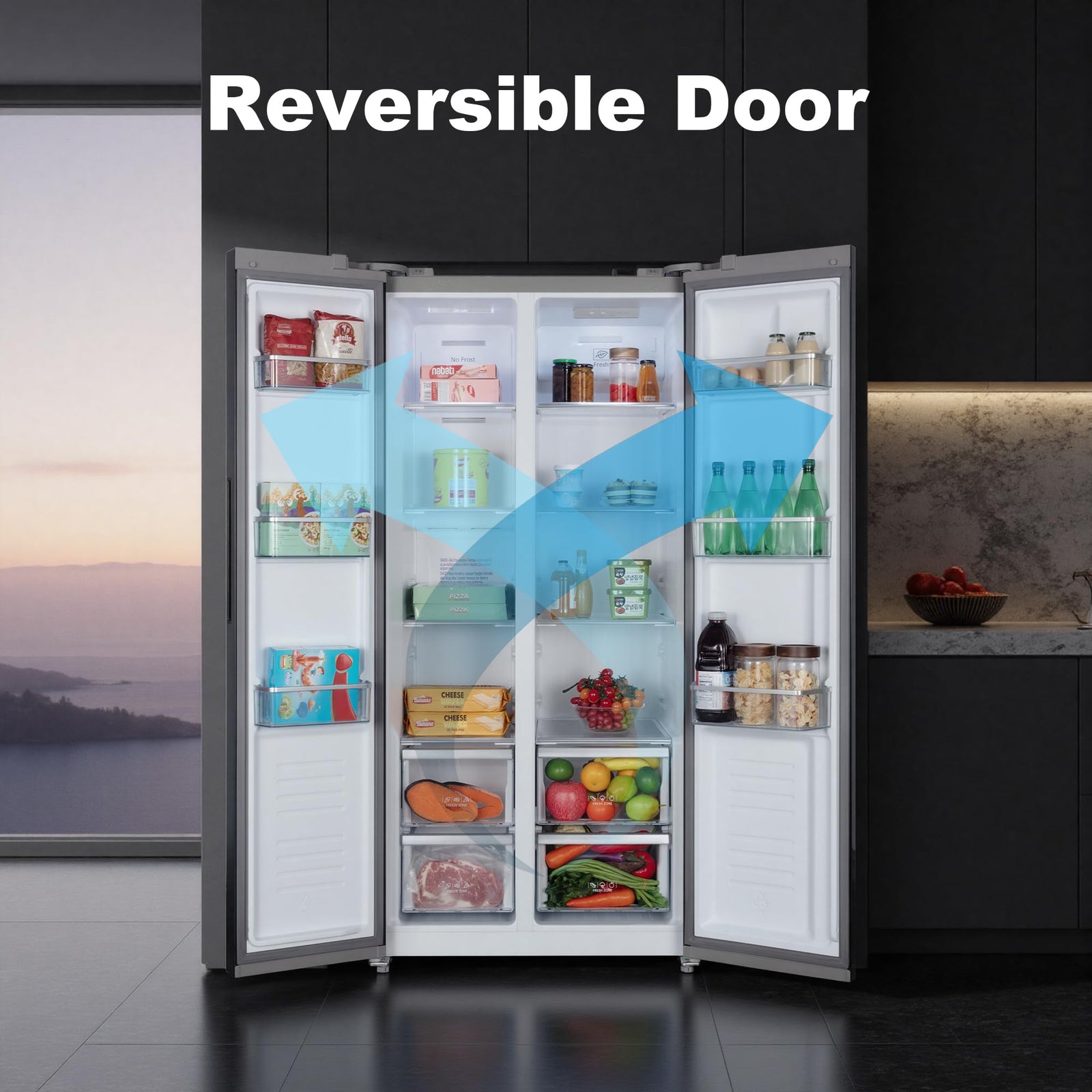 Iceblue 20.7 cu. ft. Side-by-Side Refrigerator with Stainless Steel