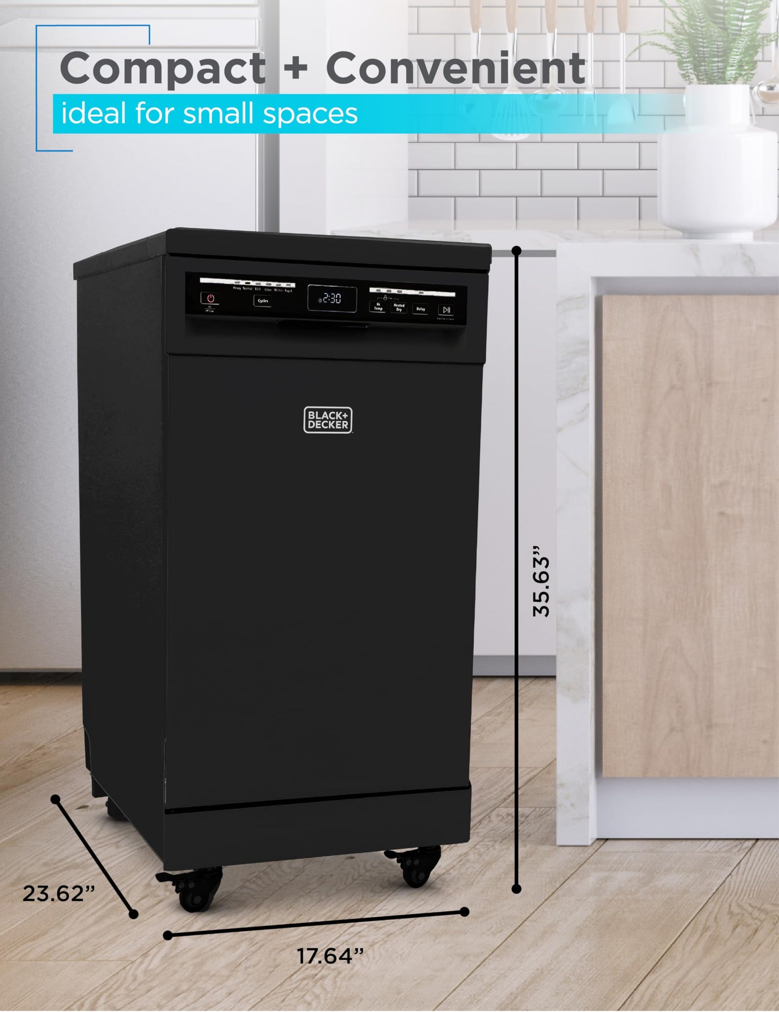 BLACK+DECKER 18-Inch Portable Dishwasher with Stainless Steel