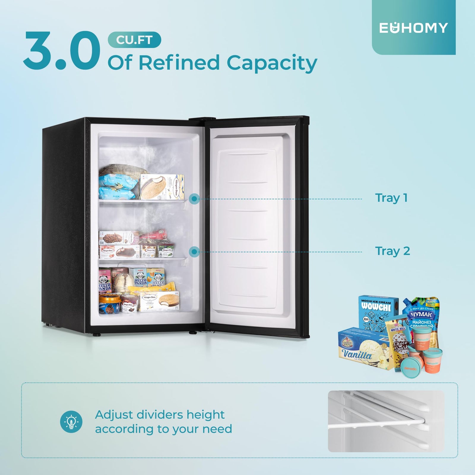 EUHOMY 3.0 cu. ft. Upright Freezer