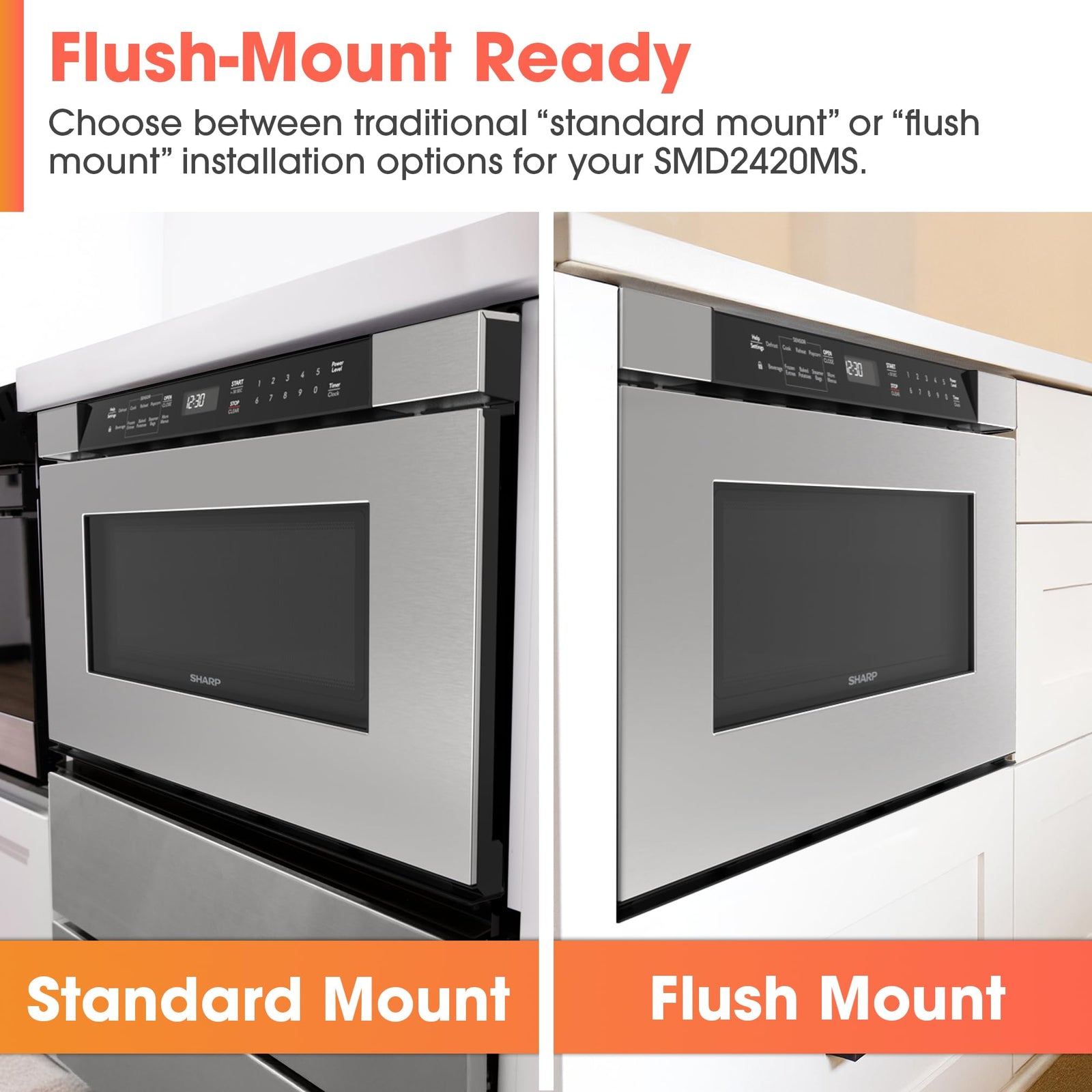 Sharp 17in. 1.2 Cu. Ft Microwave Drawer with Stainless Steel & Smart