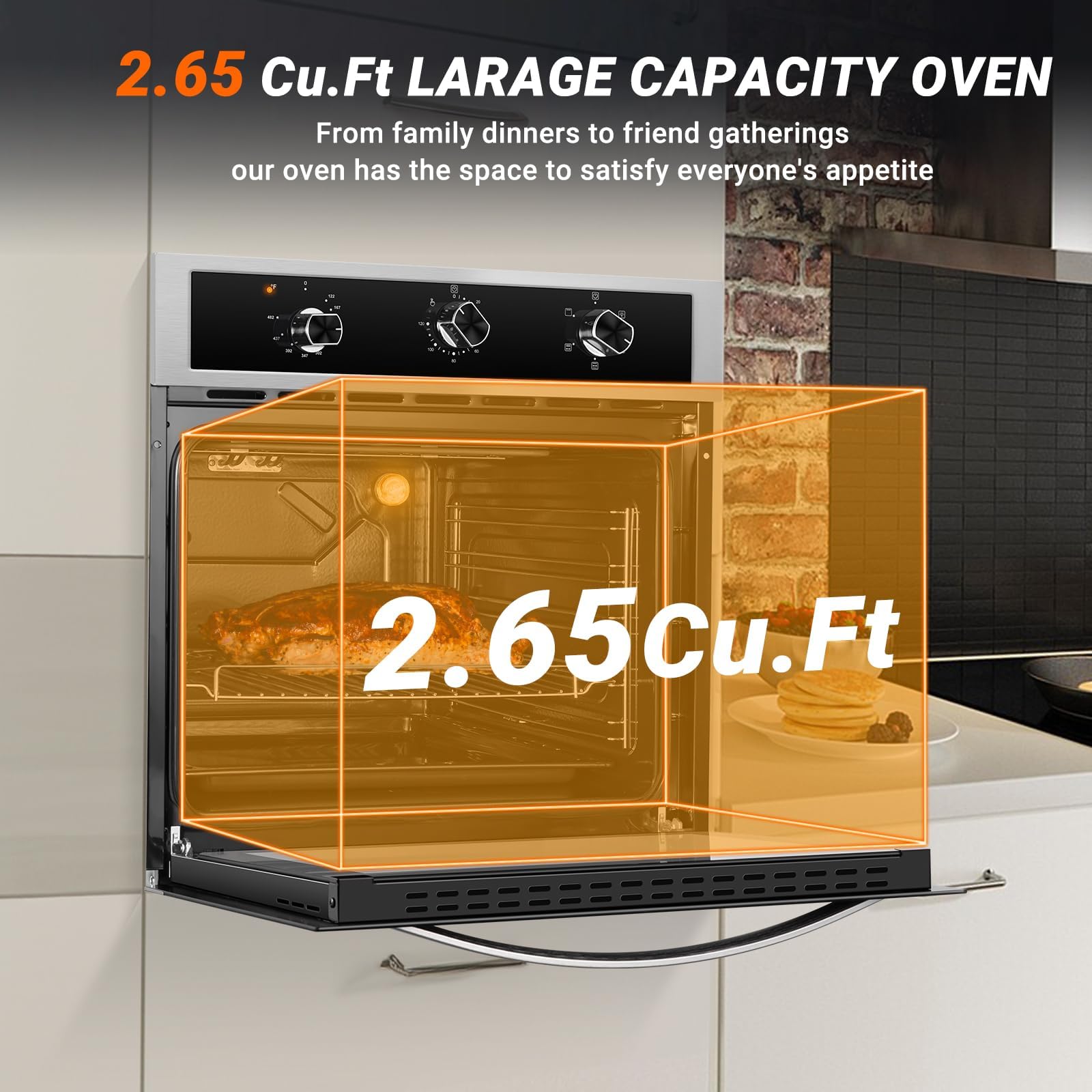 AMZCHEF 24in. 2.5 cu. ft. Built-In Wall Oven