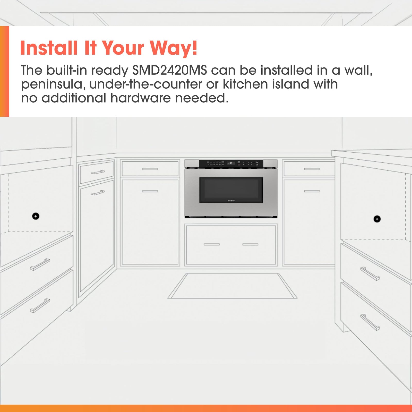 Sharp 17in. 1.2 Cu. Ft Microwave Drawer with Stainless Steel & Smart