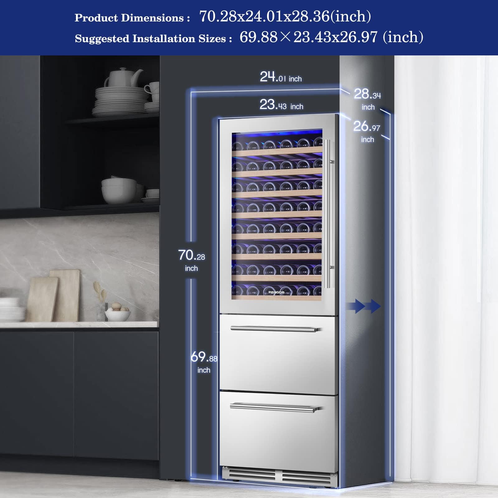 BODEGA 24 Inch Wine & Beverage Cooler with Stainless Steel & Smart