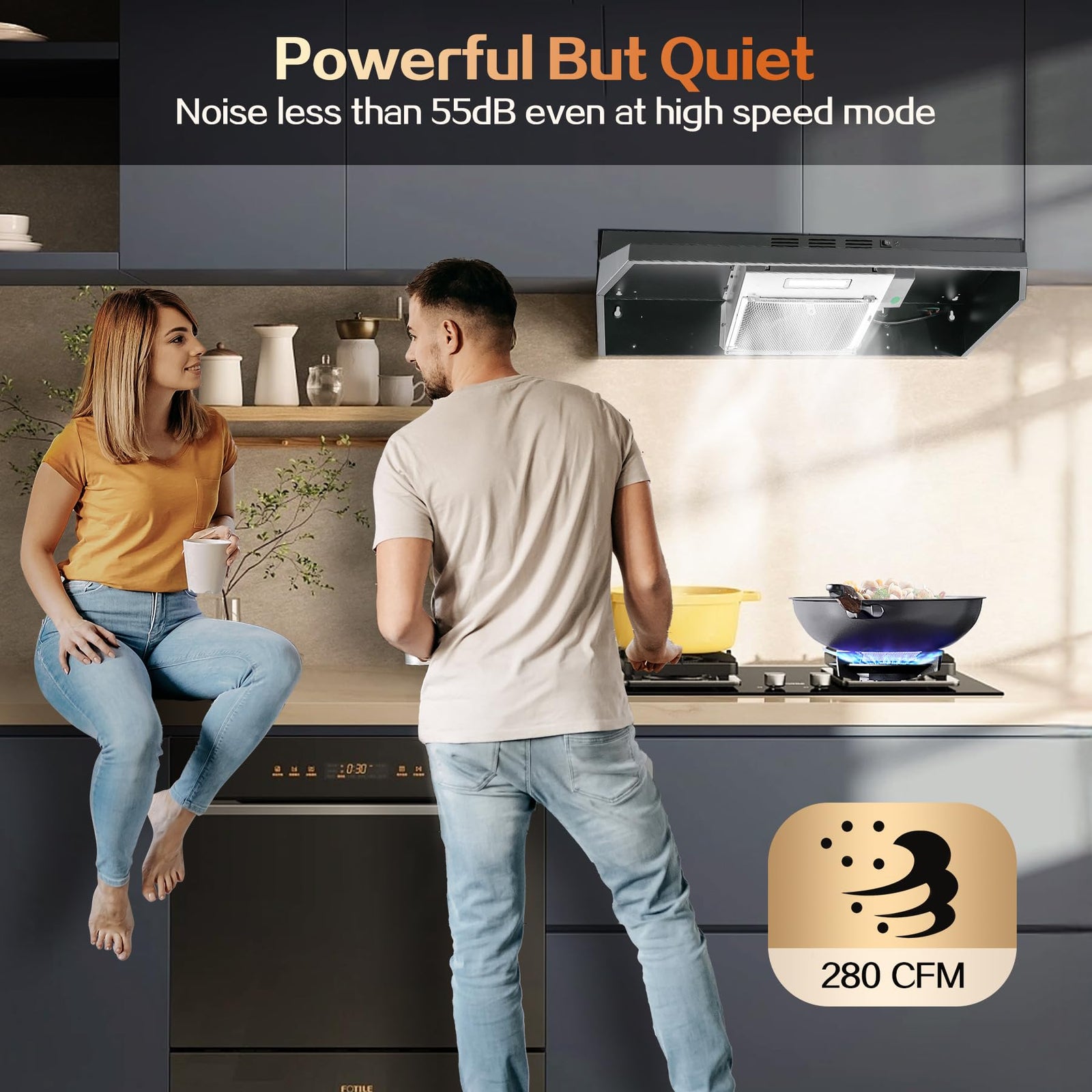 Zomagas 36 in. 280 CFM Under-Cabinet Range Hood with Stainless Steel
