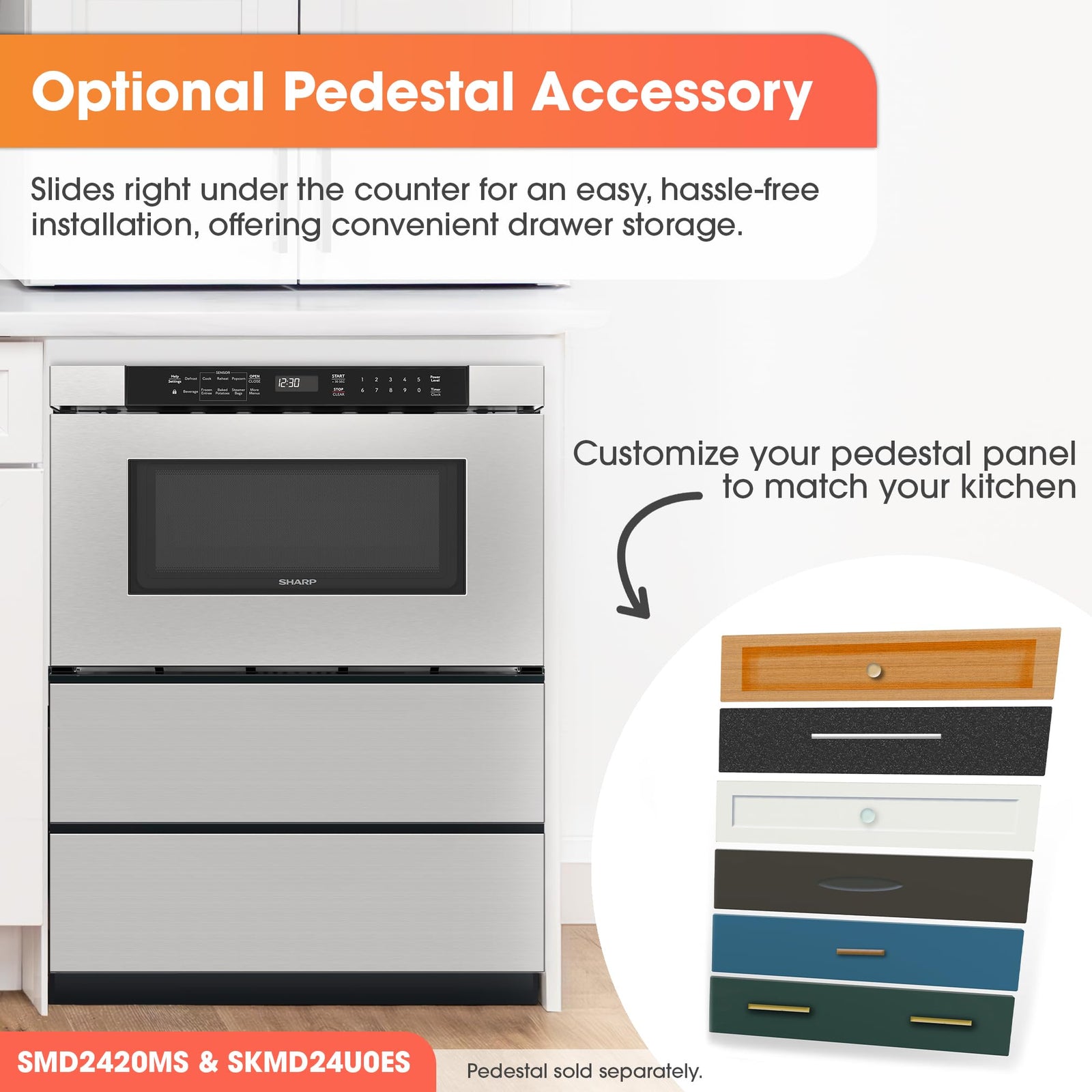 Sharp 17in. 1.2 Cu. Ft Microwave Drawer with Stainless Steel & Smart