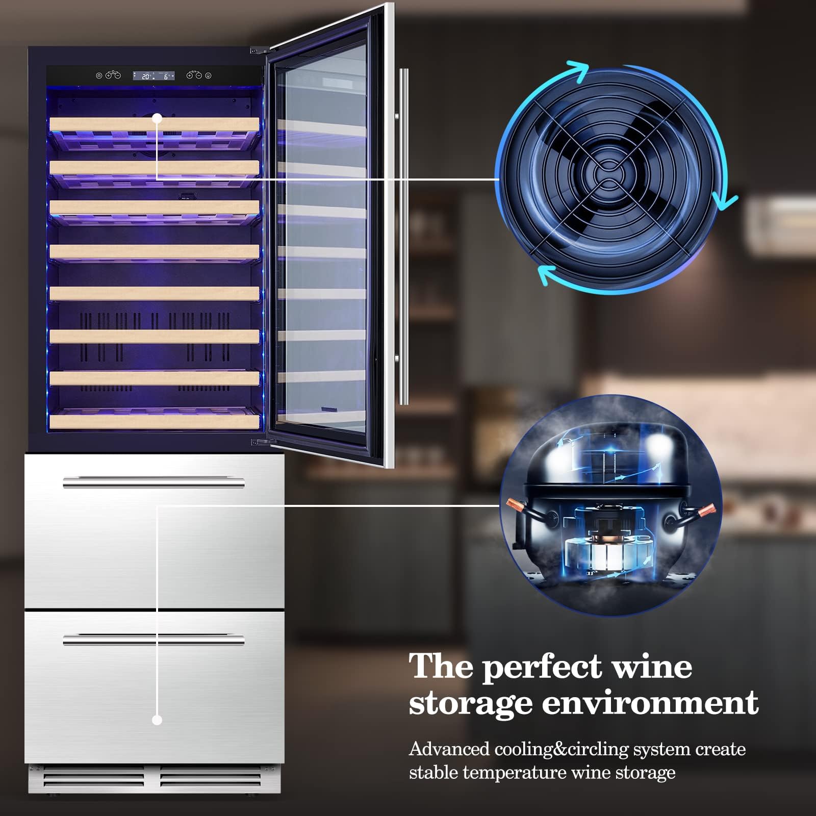 BODEGA 24 Inch Wine & Beverage Cooler with Stainless Steel & Smart