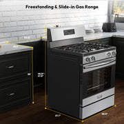 Empava 30in. 4.8 Cu.Ft Slide-In Gas Range with Stainless Steel
