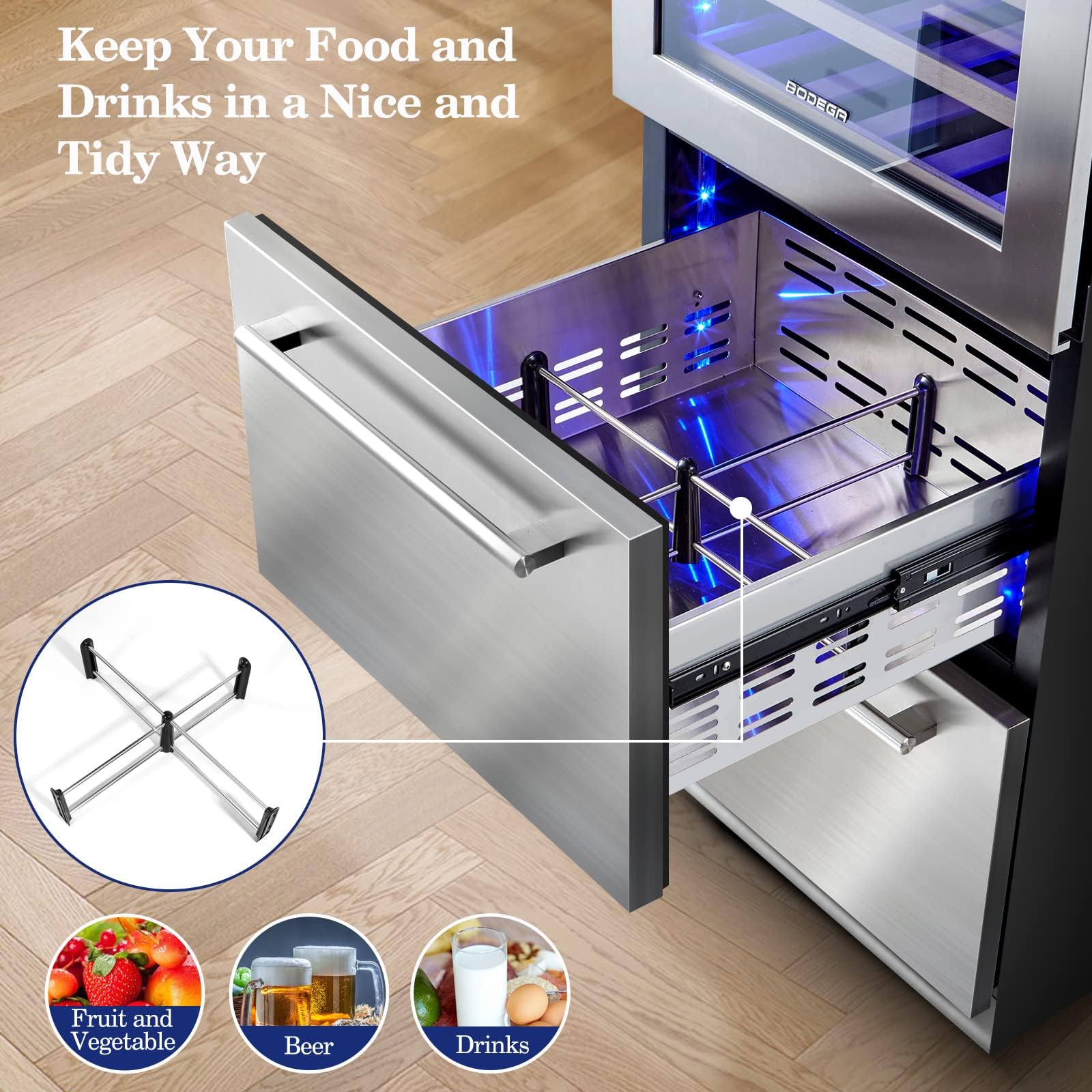 BODEGA 24 Inch Wine & Beverage Cooler with Stainless Steel & Smart