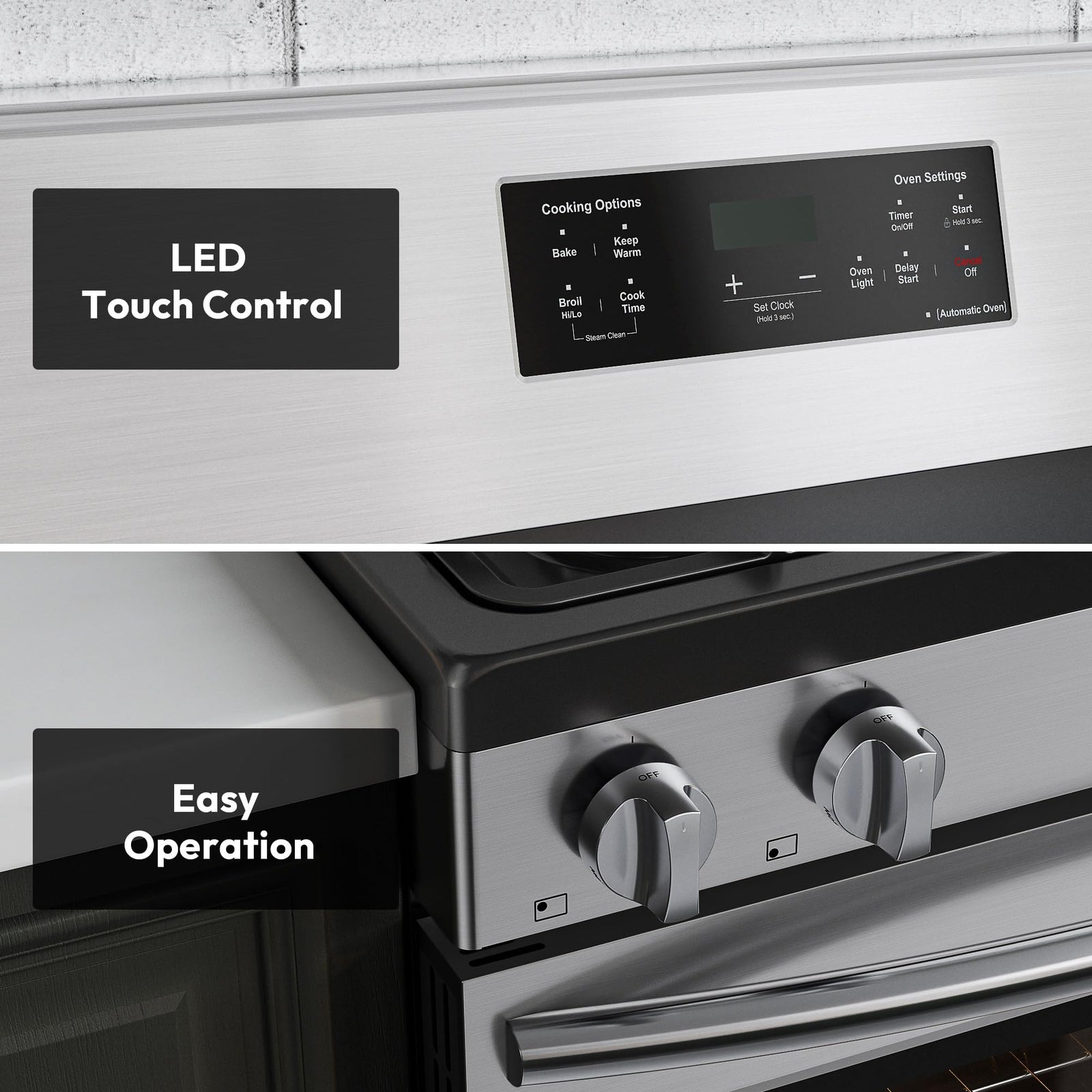 Empava 30in. 4.8 Cu.Ft Slide-In Gas Range with Stainless Steel