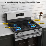 Empava 30in. 4.8 Cu.Ft Slide-In Gas Range with Stainless Steel